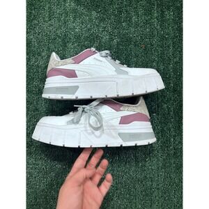 Puma Caracal Platform Sneakers White Snake Print Chunky Sole Women Size 9.5